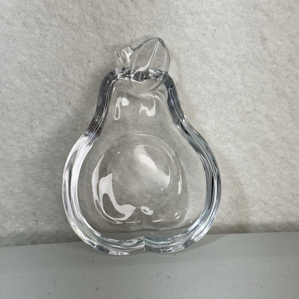 Studio Nova Japan Crystal Glass Pear Dish 4.75” X 3.5" Trinket Dish Fruit Bowl